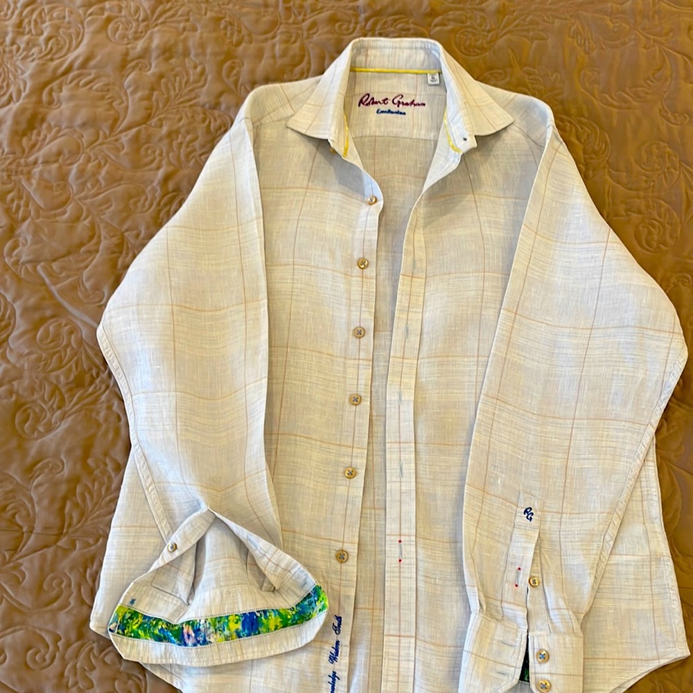 Robert Graham long sleeve - classic fit size M shirt - 100% linen.
